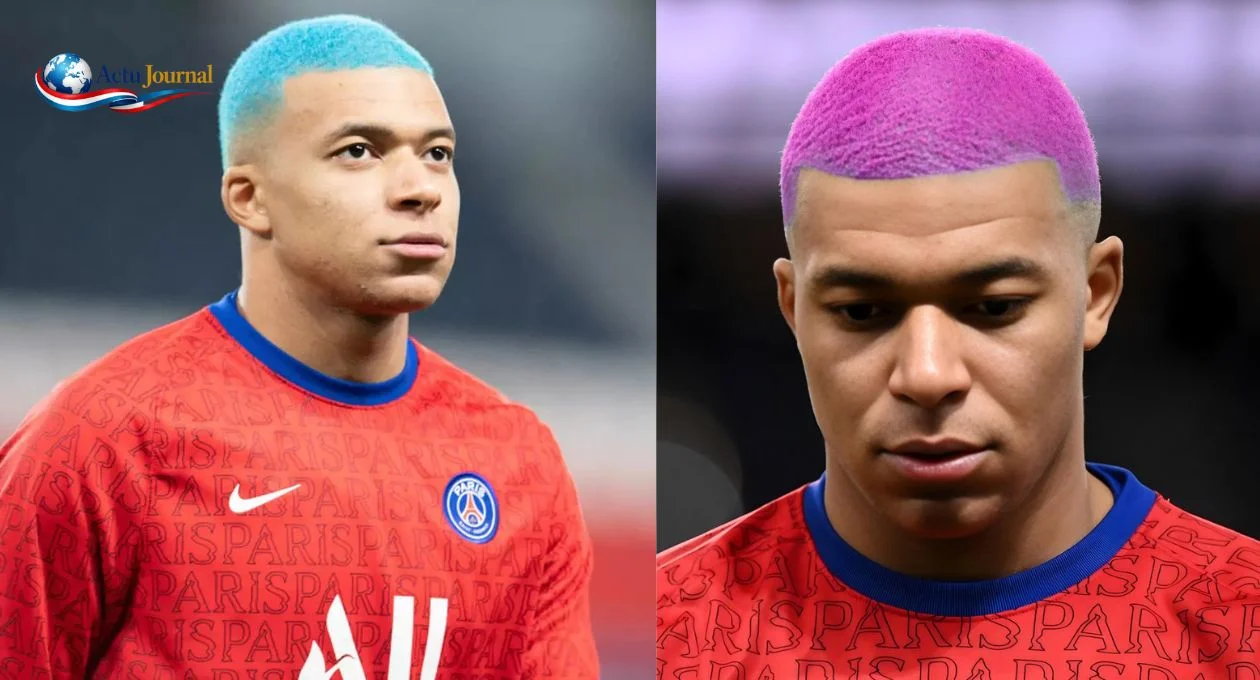 Mbappé cheveux rose